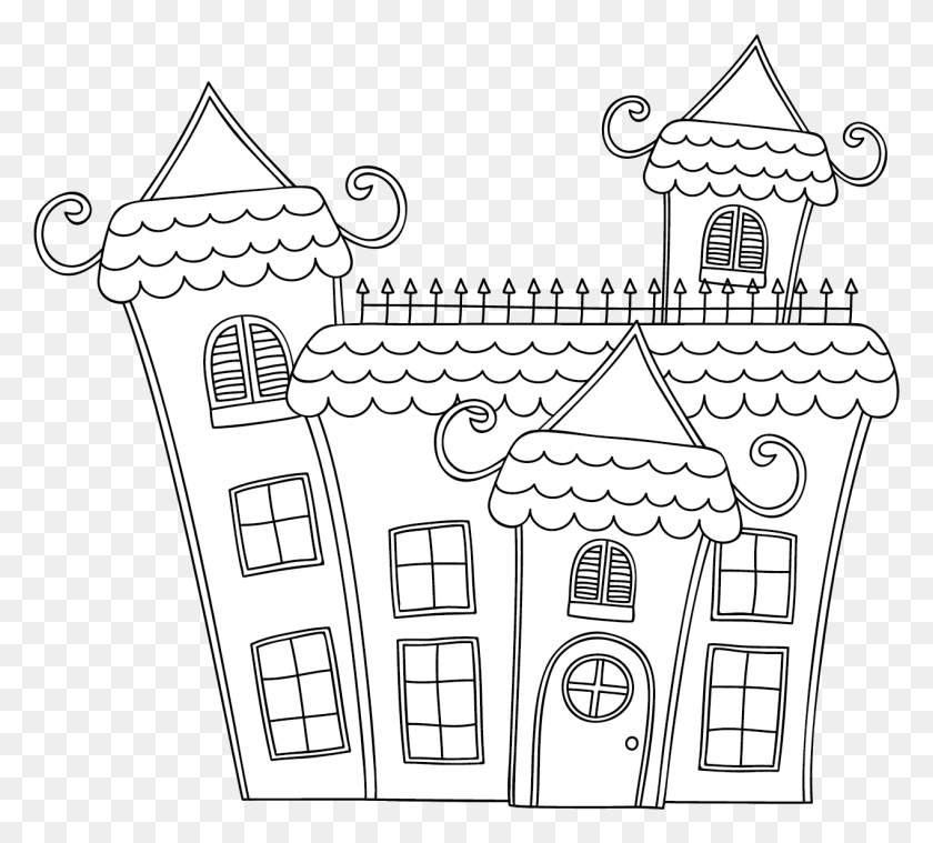 1269x1138 Drawing Halloween Haunted House Haunted House, Architecture, Building, Tower HD PNG Download