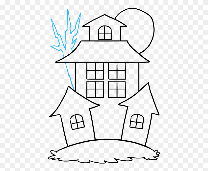 453x632 Drawing Halloween Haunted House Haunted House Drawing Easy, Outdoors, Hand, Ice HD PNG Download