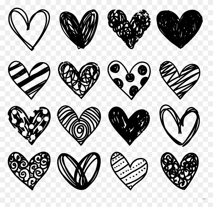 3681x3574 Drawing Heart Doodle Clip Art, Gray, World Of Warcraft HD PNG Download