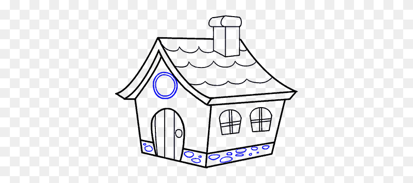 373x314 Drawing Houses Nice House Draw A Cartoon House, Text, Bottle, Beverage HD PNG Download