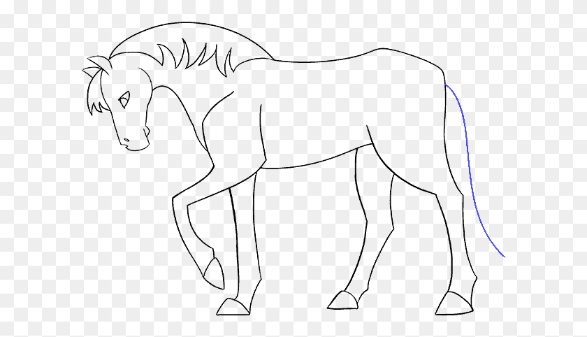 609x422 Drawing Lesson For Beginner Artists Simple Cartoon Horse Drawing, Gray, World Of Warcraft HD PNG Download