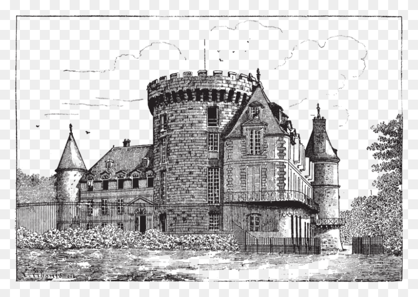 800x550 Drawing Of A Castle Chateau Vintage, Nature, Outdoors HD PNG Download