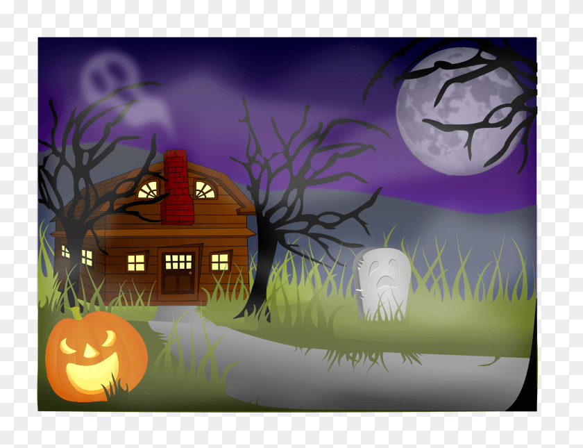 1886x1416 Drawing Of A Haunted Mansion Haunted House Scene Clipart, Angry Birds HD PNG Download