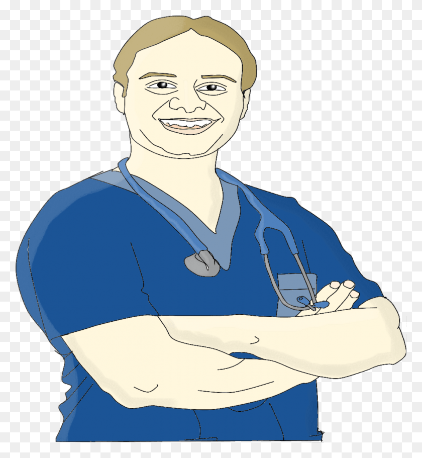 1453x1586 Drawing Of A Professional Male Nurse Enfermero En Blanco Y Negro, Person, Human, Doctor Hd Png