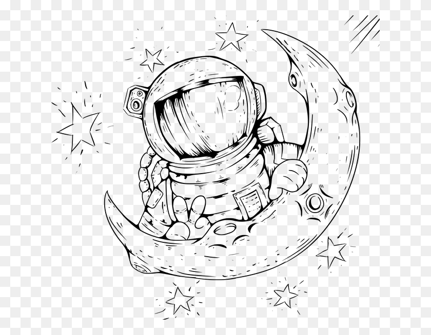 640x594 Drawing Of Astronaut In Space, Gray, World Of Warcraft HD PNG Download