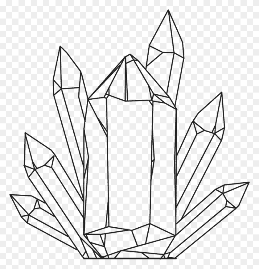 875x912 Drawing Of Crystal Crystal Line Art Transparent, Symbol, Stencil HD PNG Download