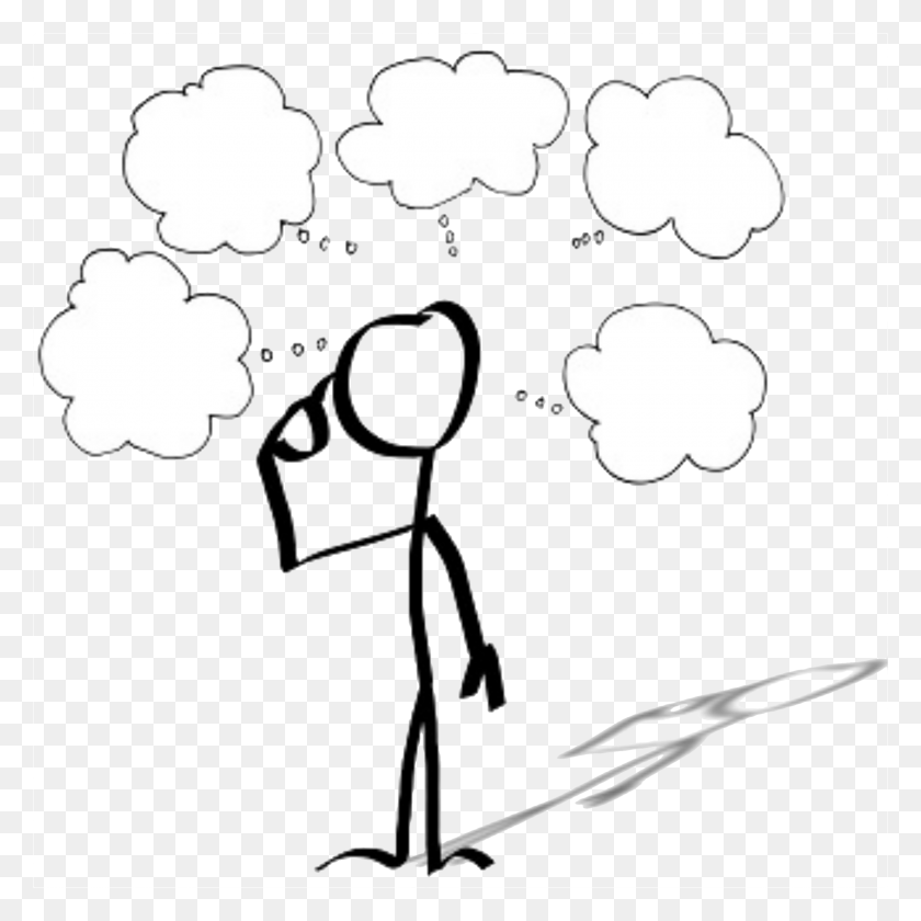 2400x2400 Drawing Person Thought Cartoon Stick Figure Person With Thinking Bubble Clipart, Photography HD PNG Download