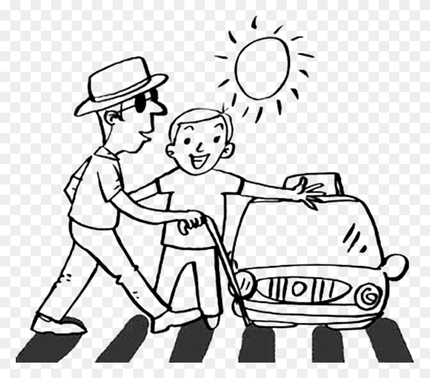 920x800 Drawing Road Person Safe Clipart Black And White, Human, Vehicle, Transportation HD PNG Download