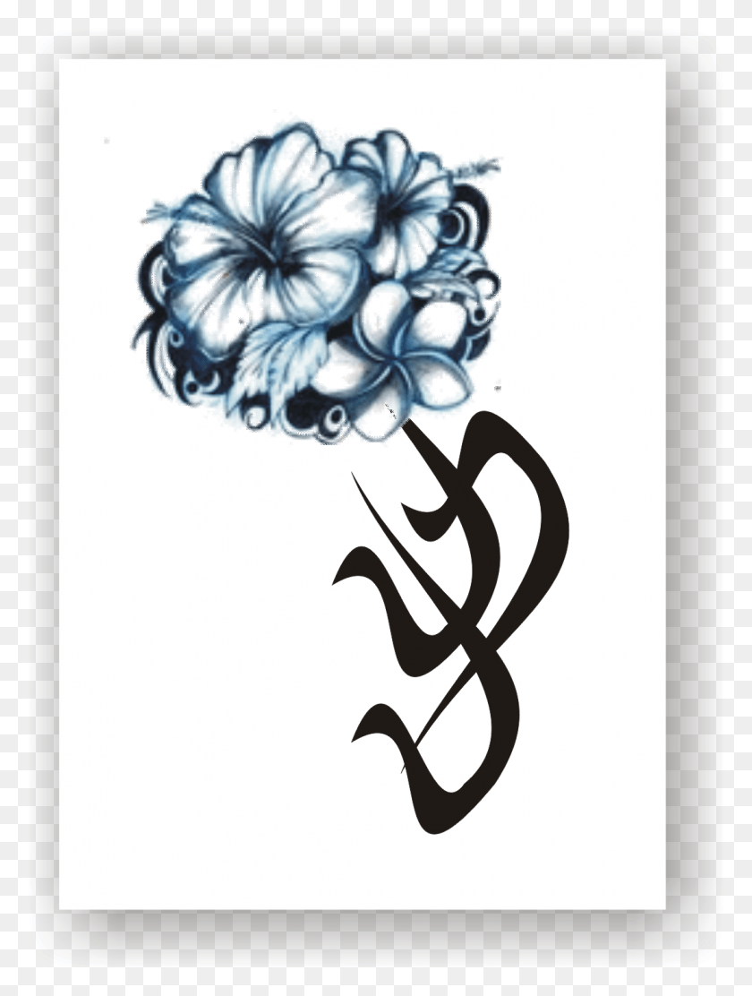1101x1485 Рисунок Татуировка Дизайн Гавайский Цветок Татуировка, Графика, Цветочный Дизайн Hd Png Скачать