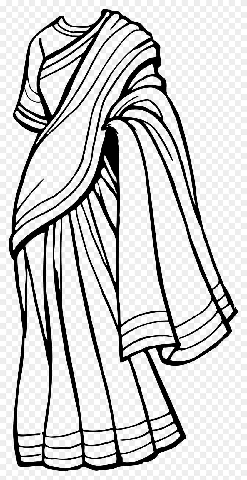 1188x2400 Drawing Teaching Saree Saree Clipart Black And White, Gray, World Of Warcraft HD PNG Download