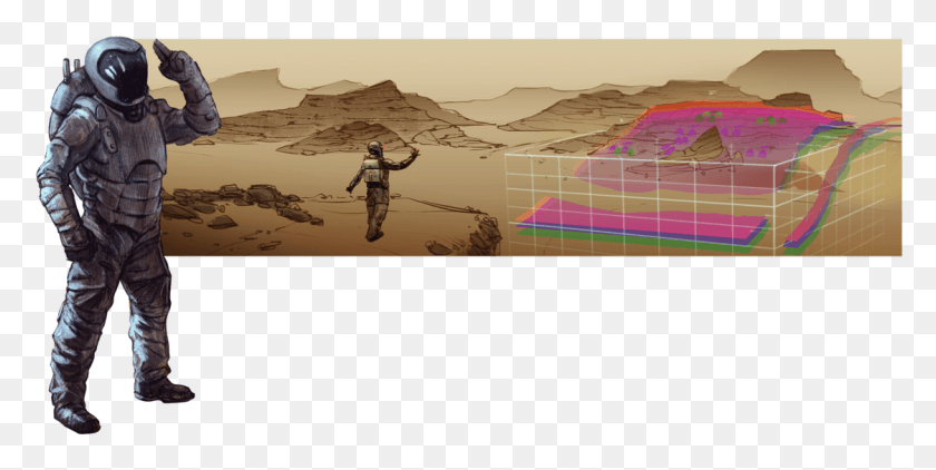 1122x522 Drawing The Future Of Planetary Geology In 3d Was Sahara, Person, Human, Helmet HD PNG Download