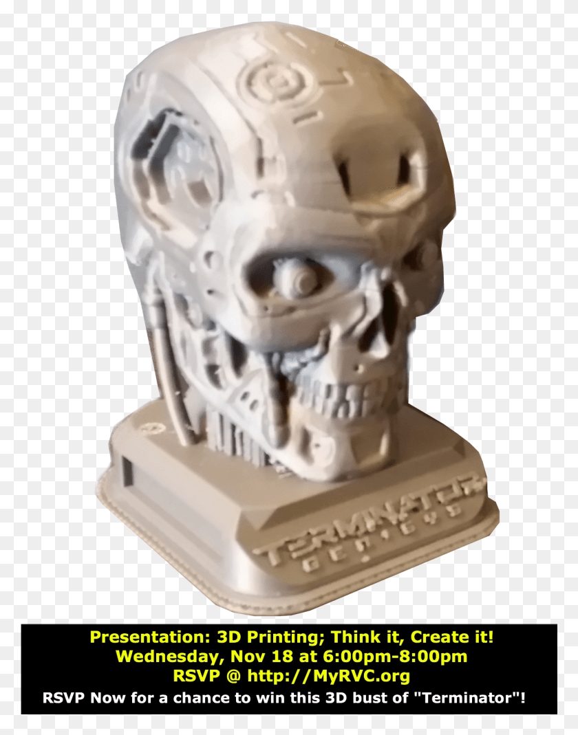 1271x1645 Drawing To Win This Bust Of Terminator Statue, Helmet, Clothing, Apparel HD PNG Download