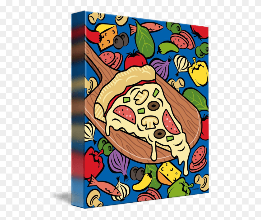 516x650 Drawing Trippy Pizza Ron Magnes Food, Poster, Advertisement HD PNG Download