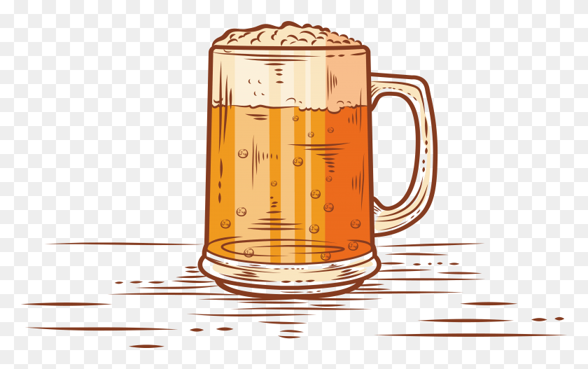 5236x3135 Нарисованное Пиво Пивная Чашка Пиво Рисованной, Бокал, Кружка, Кувшин Hd Png Скачать