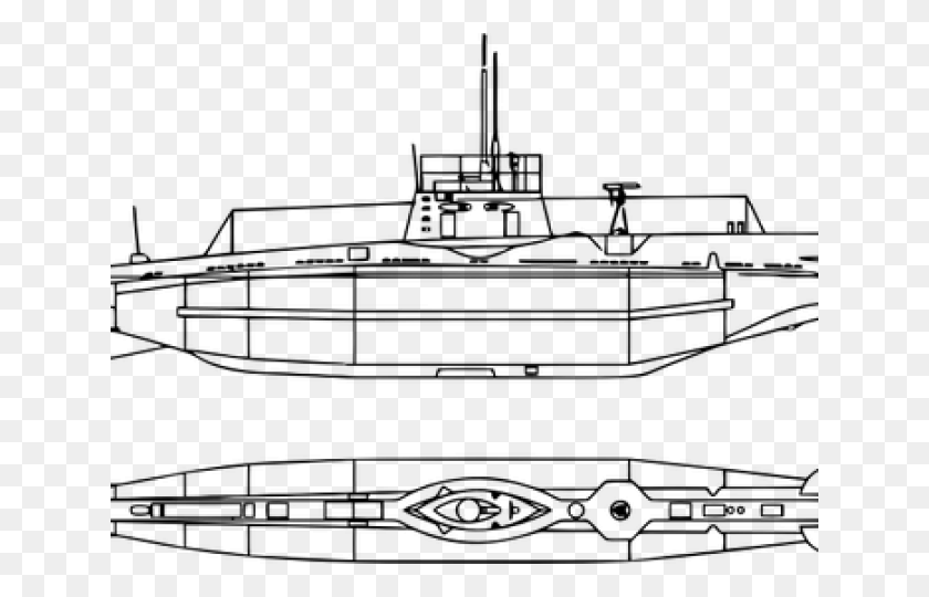 640x480 Drawn Boat Submarine Line Sketsa Gambar Kapal Selam, Gray, World Of Warcraft HD PNG Download