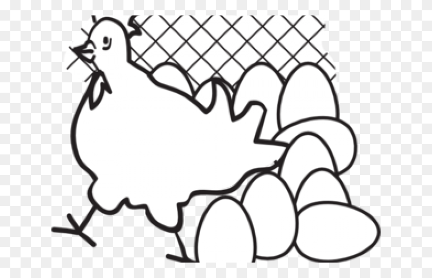 640x480 Drawn Chick Egg Black And White Chickens With Eggs, Food, Stencil HD PNG Download