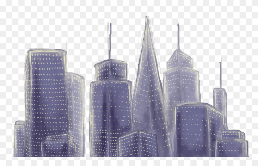 4308x2649 Drawn Cityscape City Background City With Transparent Background HD PNG Download