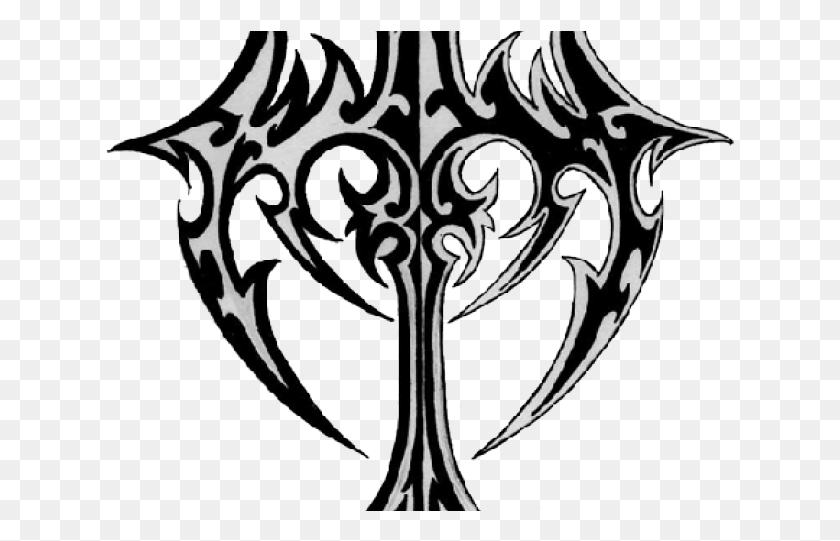 633x481 Drawn Cross Tribal Tribal Celtic Cross Tattoo, Emblem, Symbol, Weapon HD PNG Download
