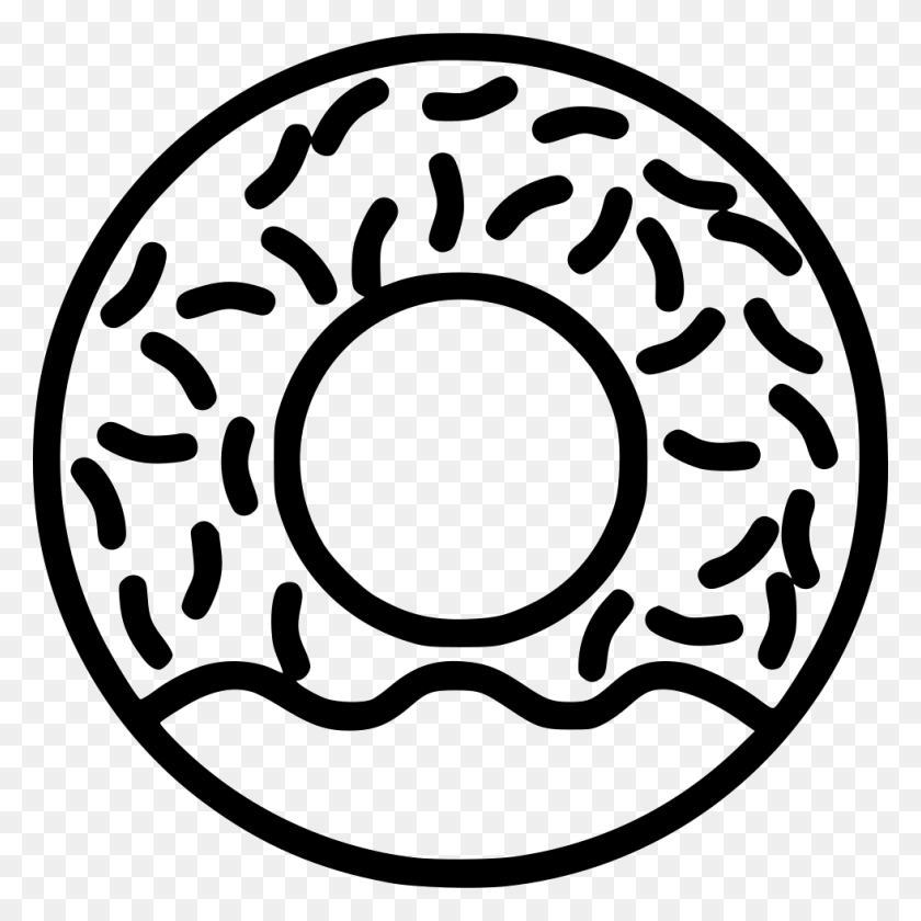 980x980 Drawn Doughnut Transparent Donuts Black And White, Label, Text, Sticker HD PNG Download