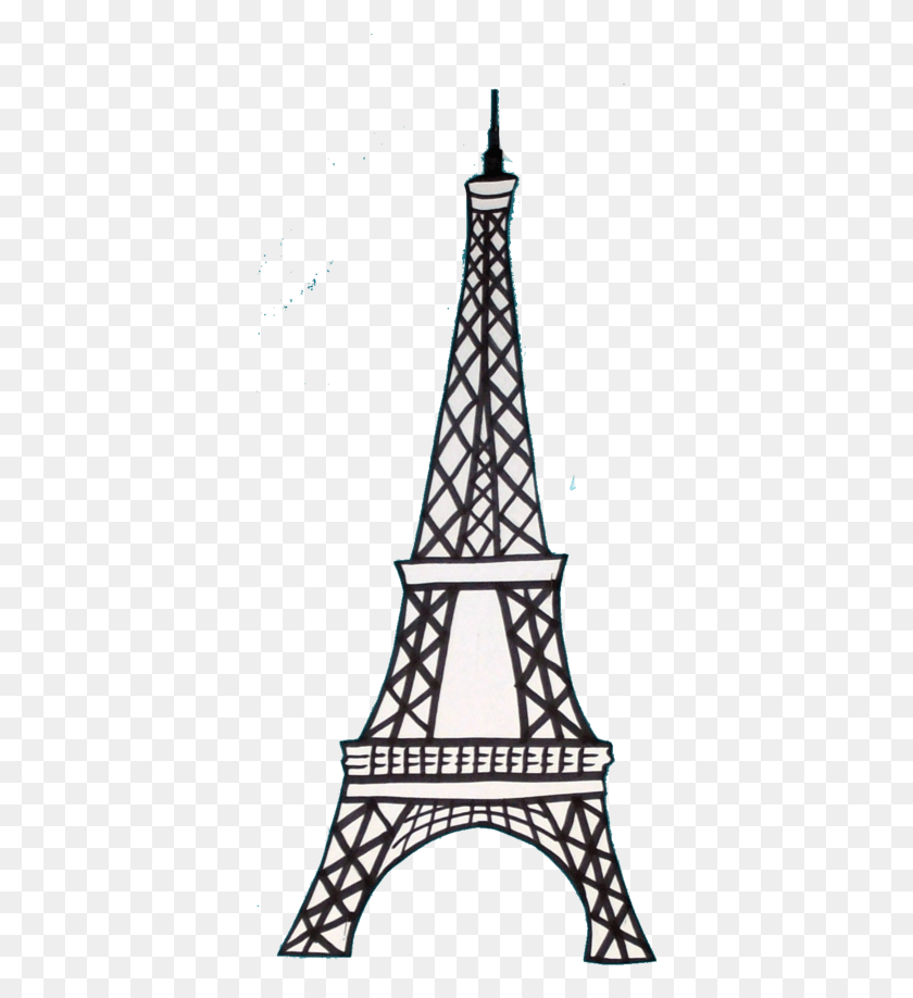 370x858 Drawn Eiffel Tower Outline French Eiffel Tower Drawing, Cable, Power Lines, Electric Transmission Tower HD PNG Download