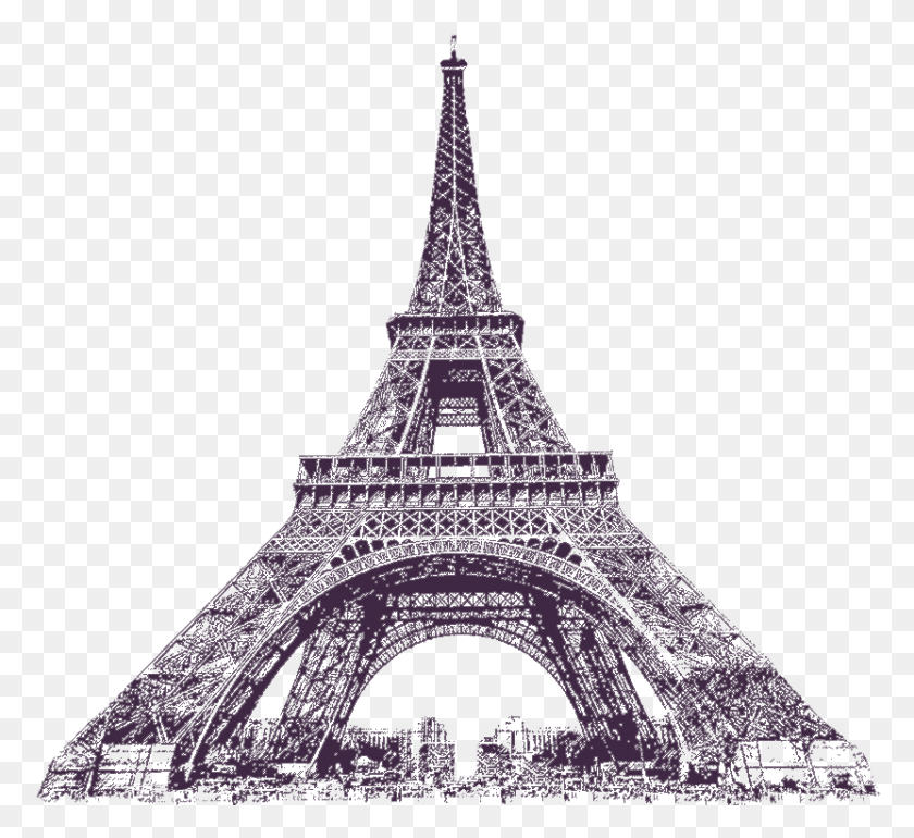 831x757 Drawn Eiffel Tower Transparent Eiffel Tower, Tower, Architecture, Building HD PNG Download