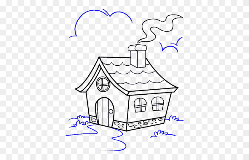 400x481 Drawn House Cartoon Flower Draw A Cartoon House, Light, Neon, Legend Of Zelda HD PNG Download