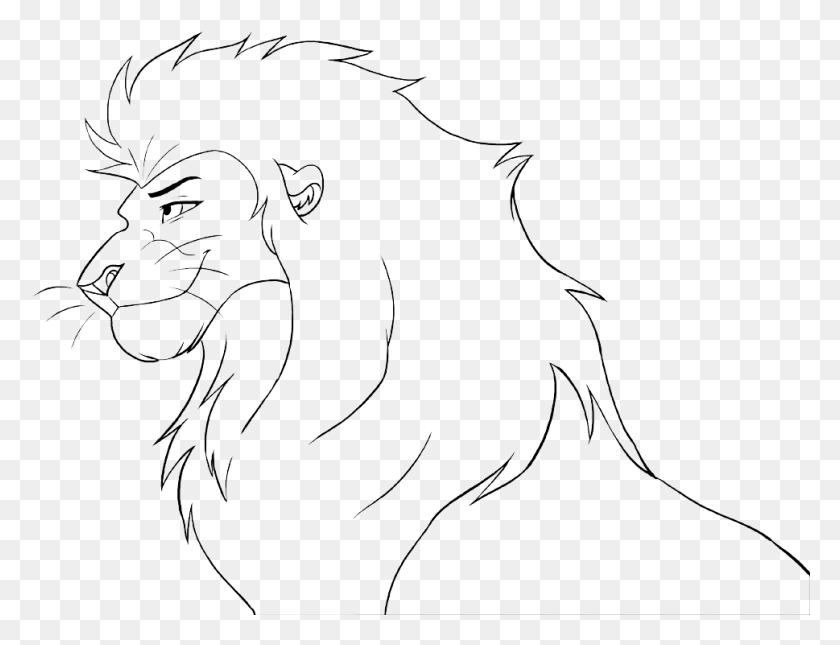 969x727 Drawn Lion Male Lion Lion Head Coloring Page, Animal, Mammal HD PNG Download