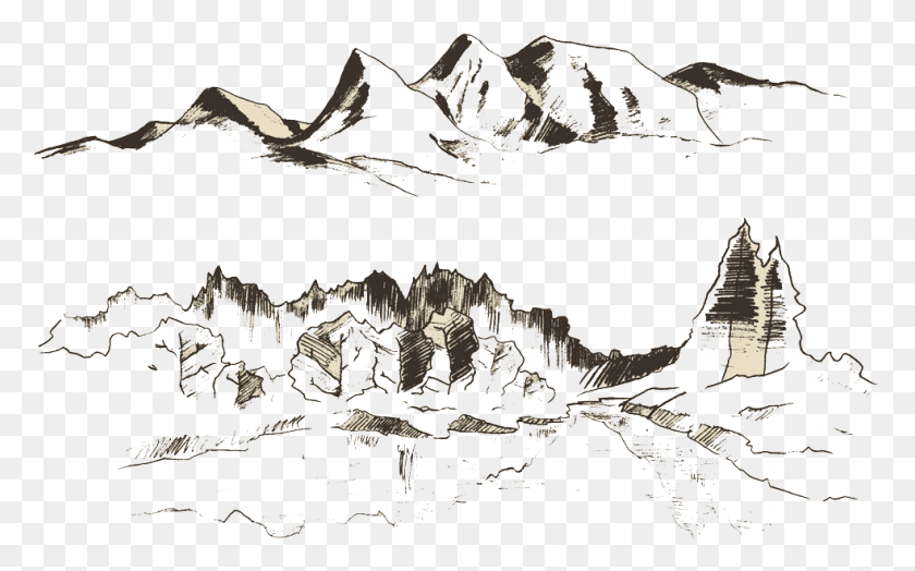 983x586 Drawn Mountain Mountain Range Vector Graphics, Nature, Outdoors, Panoramic HD PNG Download
