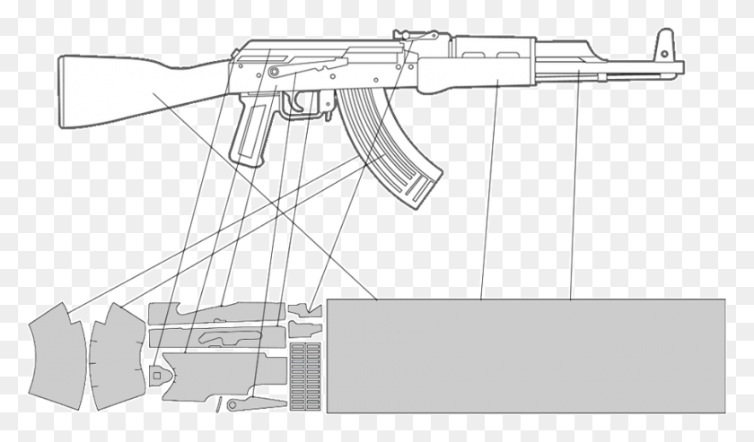 900x500 Drawn Pistol Ak 47 Ak 47 Gun Template, Weapon, Weaponry, Rifle HD PNG Download