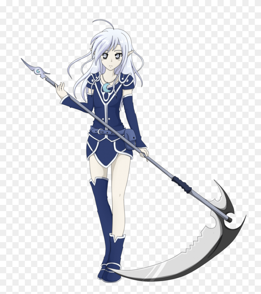 838x953 Drawn Scythe Pole Oc Anime Girl With Scythe, Person, Human, Sport HD PNG Download