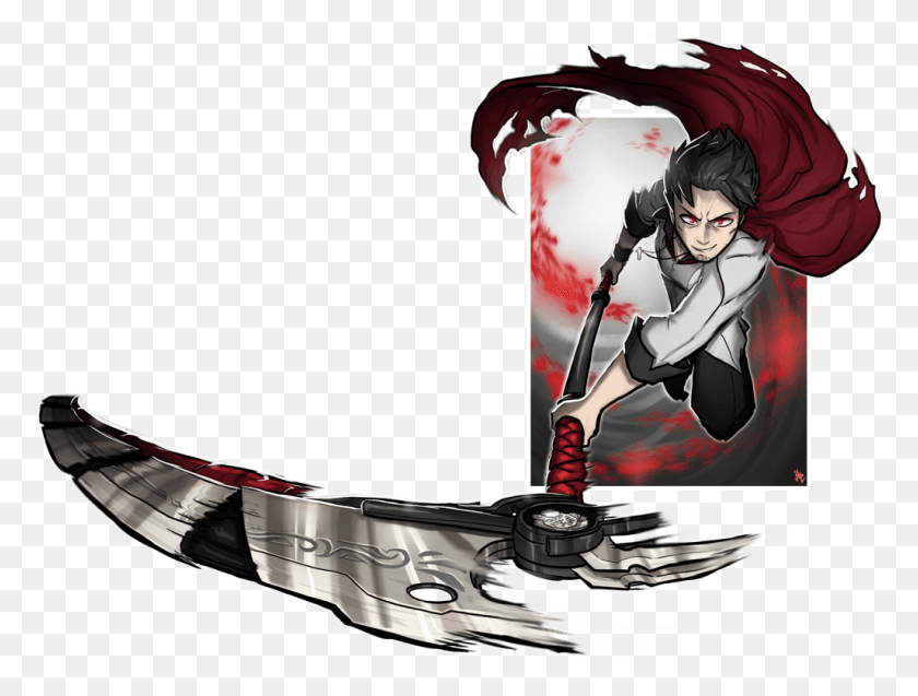 1026x759 Drawn Scythe Transparent Rwby Qrow Fanart, Person, Human, Boat HD PNG Download