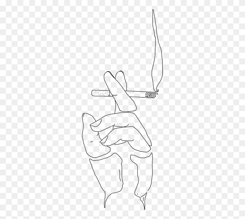 281x689 Drawn Smoke Cigarette Smoke Line Drawing Of Hand With Cigarette, Bow, Leisure Activities, Guitar HD PNG Download