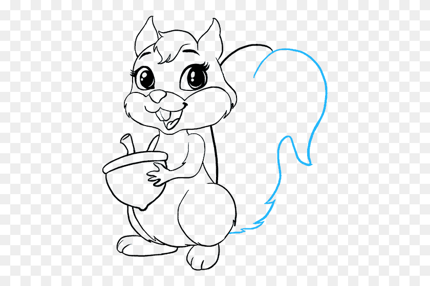 441x500 Drawn Squirrel Body Cartoon Characters Line Drawing, Text, Graphics HD PNG Download