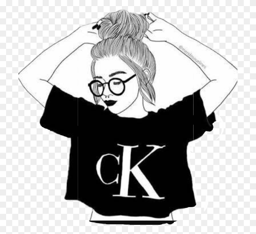 719x706 Drawn Sunglasses Nerd Glass Girl Drawing, Person, Human, Clothing HD PNG Download