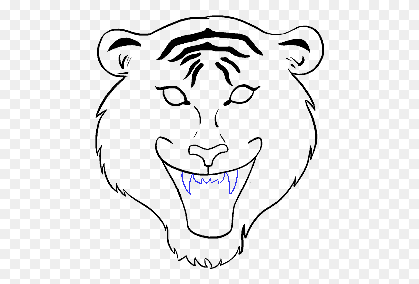 460x511 Drawn White Tiger Jungle Drawing Tiger Face Drawing Easy, Text, Word, Alphabet HD PNG Download