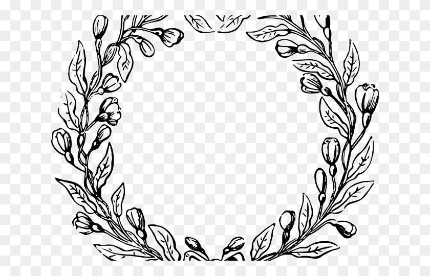 640x480 Drawn Wreath Transparent Background Black And White Floral Wreath, Graphics, Floral Design HD PNG Download