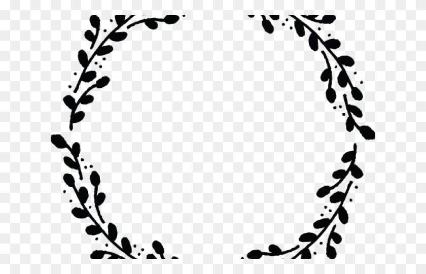 640x480 Drawn Wreath Vector Floral Circle Border Black And White, Alphabet, Text, Pattern HD PNG Download