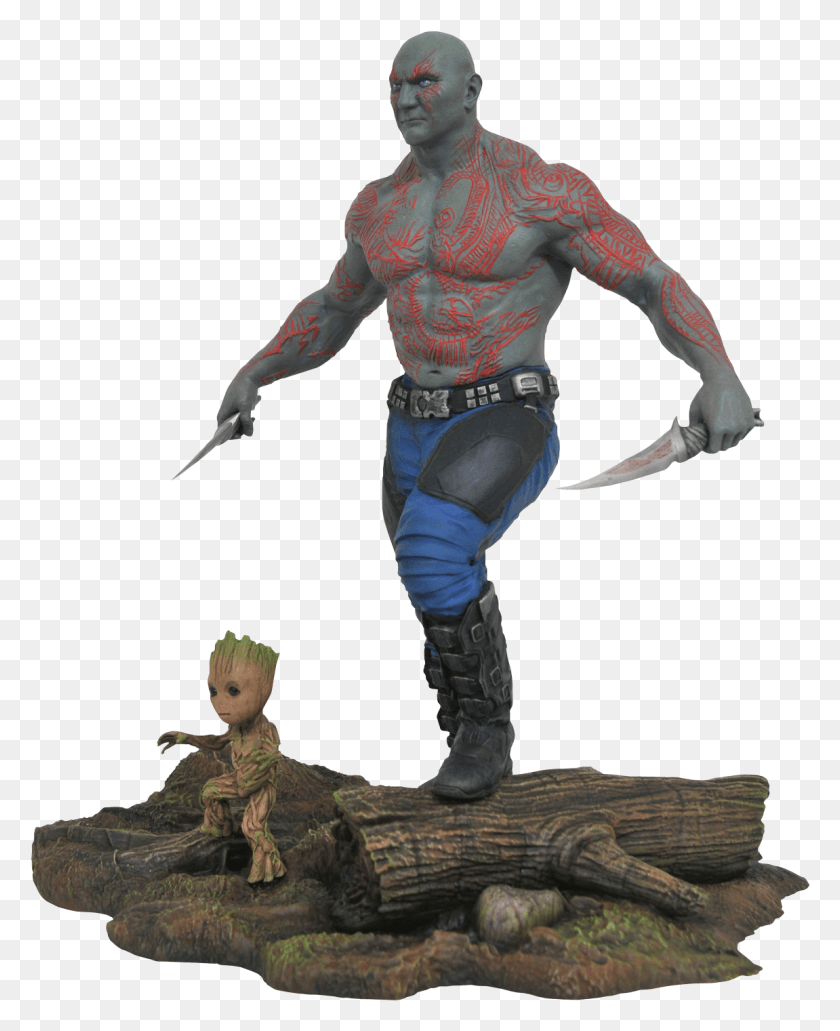 1151x1433 Drax Amp Groot Marvel Gallery 10 Diorama Statue Guardians Of The Galaxy Diamond Select, Person, Human, Shoe HD PNG Download