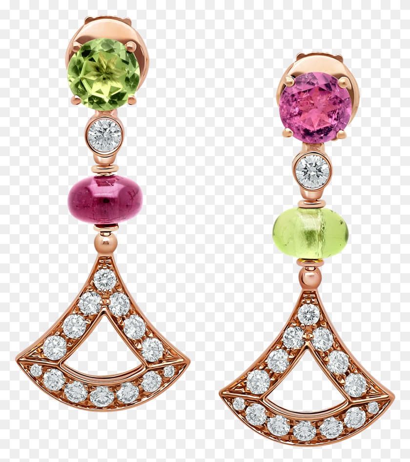 935x1064 Dream 18 Kt Rose Gold Earrings Set With Coloured Bulgari Divas Dream Earrings, Accessories, Accessory, Jewelry HD PNG Download