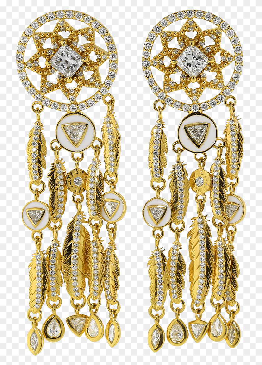 740x1110 Dream Catcher Feather Earrings Chain, Gold, Accessories, Accessory HD PNG Download