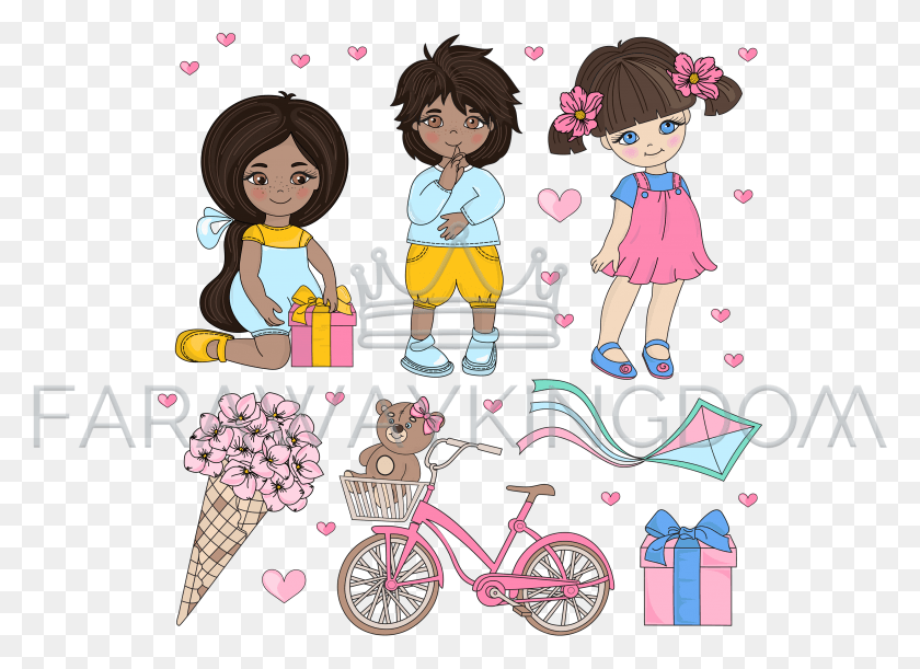 3508x2480 Dream Holiday Valentine39s Day Illustration Cartoon, Bicycle, Vehicle, Transportation HD PNG Download