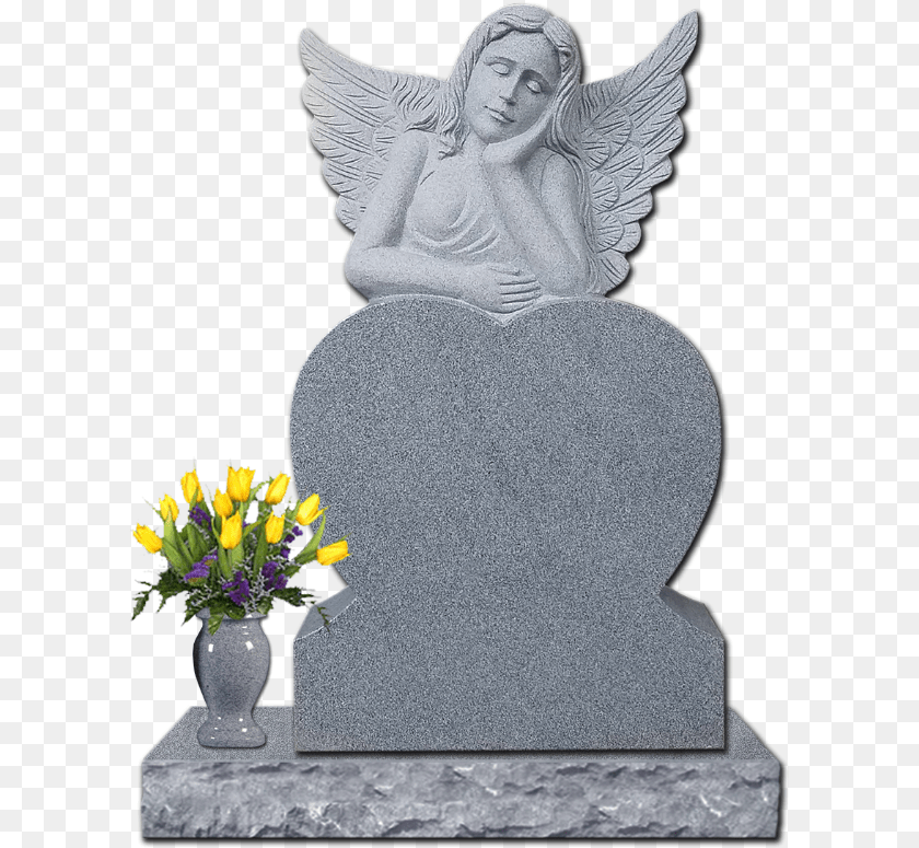 Dreaming Angel Heart Gray Headstone, Tomb, Plant, Flower, Flower Arrangement PNG
