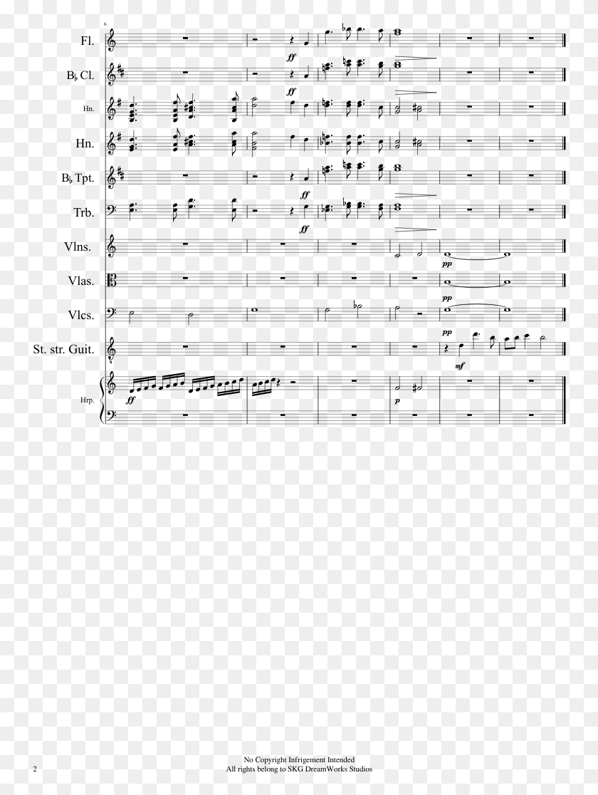 750x1056 Dreamworks Sheet Music Composed By John Williams Arr Dreamworks Theme Song Flute, Gray, World Of Warcraft HD PNG Download