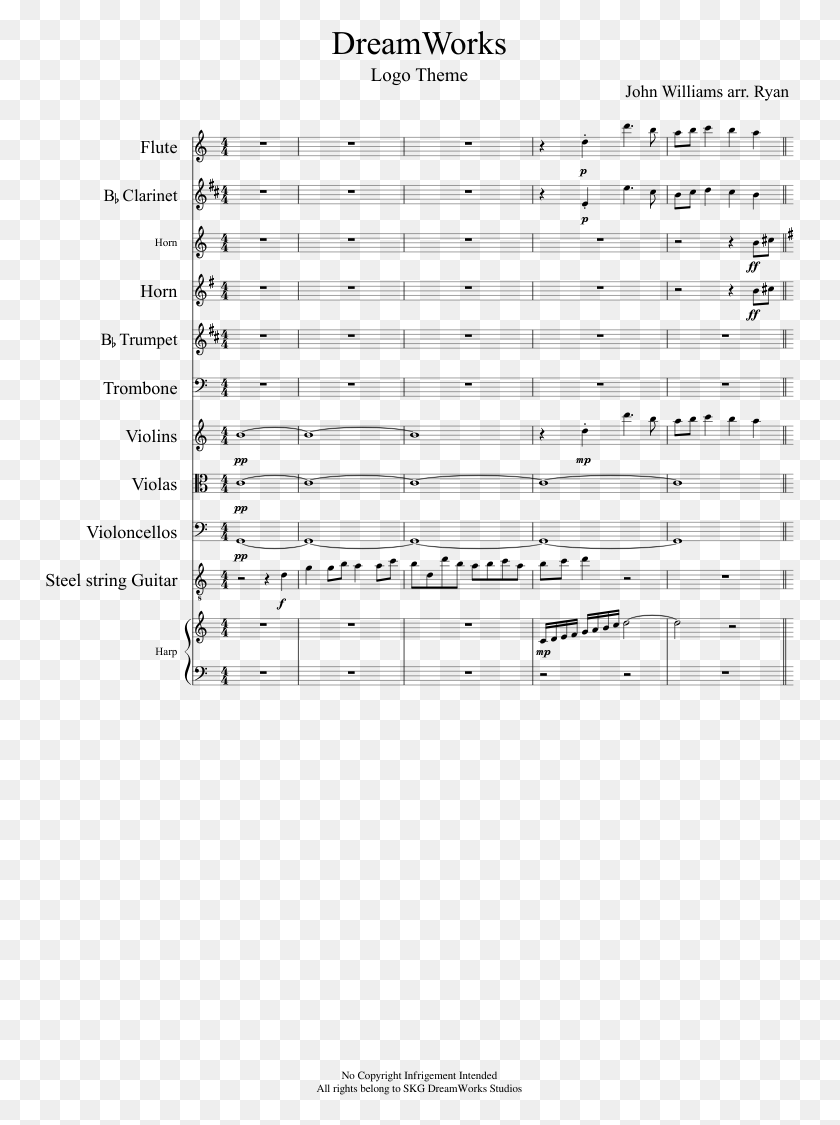 749x1065 Dreamworks Theme Dreamworks Theme Song Piano Sheet Music, Gray, World Of Warcraft HD PNG Download