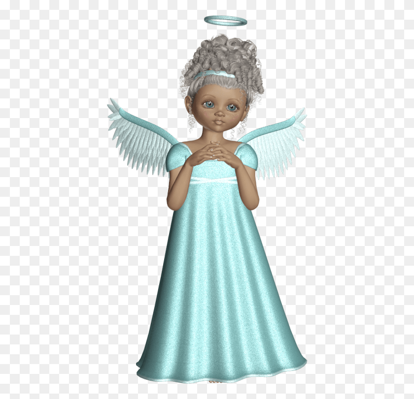 409x751 Descargar Png Dress Angel Images Art Images Teal Azul Verde Portable Network Graphics, Muñeca, Juguete Hd Png