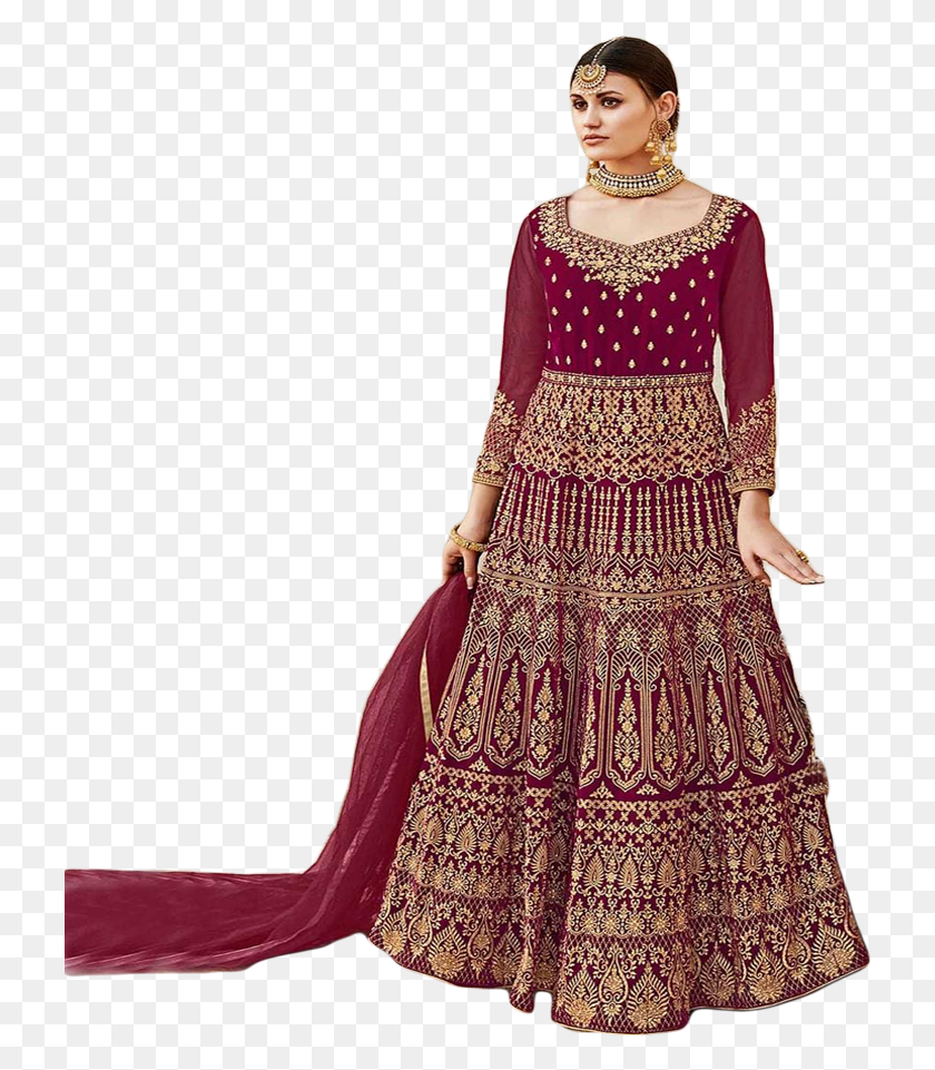 726x901 Dress Designer Wedding Anarkali Velvet Choli Anarkali Suit, Clothing, Evening Dress, Robe HD PNG Download