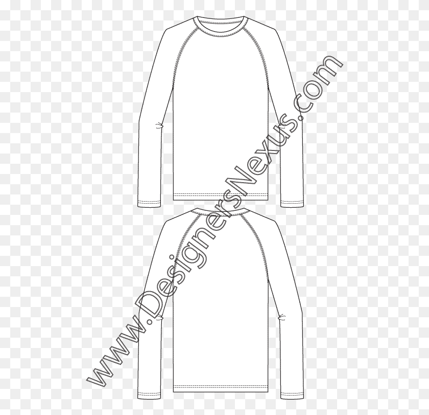 506x751 Dress Shirt Clipart Flat Sketch Men39s Raglan Sleeve Flat Sketch, Text, Clothing, Apparel HD PNG Download
