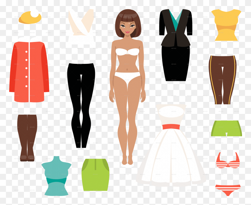 4449x3562 Dress Vector Doll Paper Doll Clothes, Person, Human, Number HD PNG Download