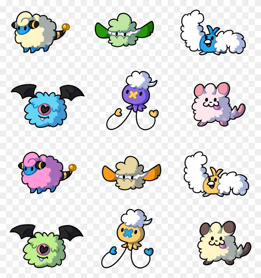 1196x1281 Drew Some Fluffy And Cute Pokemon Along With Their Redbubble Stickers Pokemons, Graphics, Rug HD PNG Download