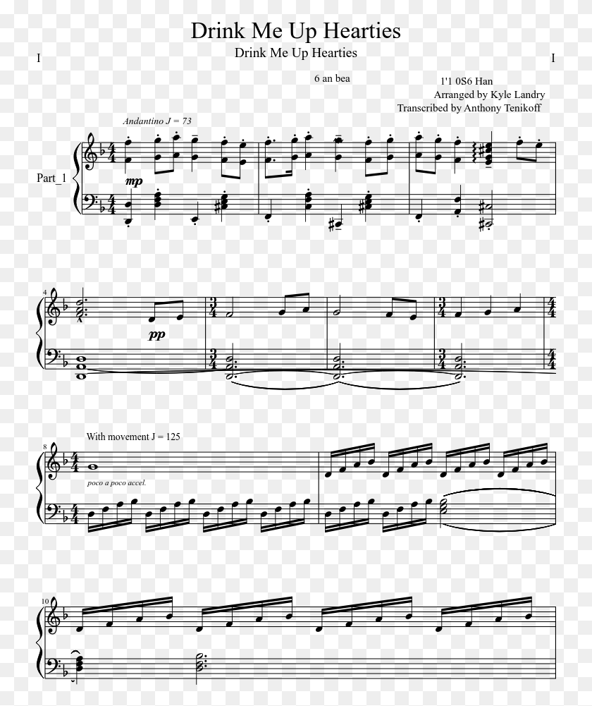 739x941 Drink Me Up Hearties Sheet Music Composed By I 1 Of Shrek The Musical Travel Song Sheet Music, Gray, World Of Warcraft HD PNG Download